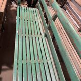 Indian bench in green lacquered teak