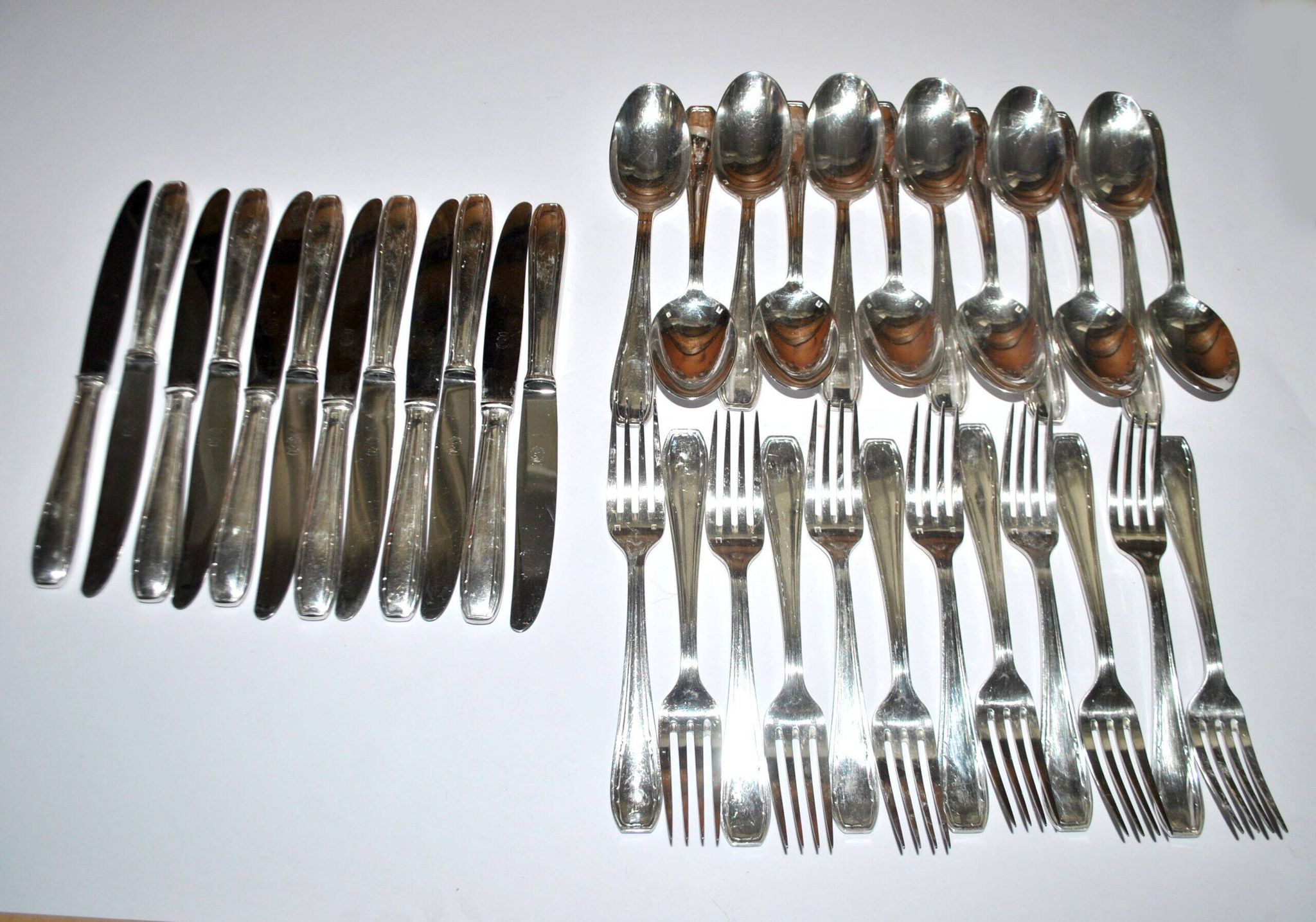 LCF set of 36 silver cutlery for starters and desserts, 1950s design Le Couvert Français