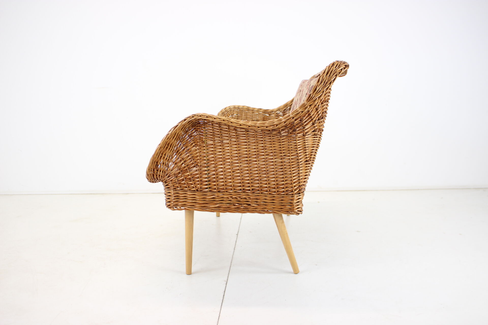 1970s Two-Seater Rattan Sofa by Uluv, Czechoslovakia