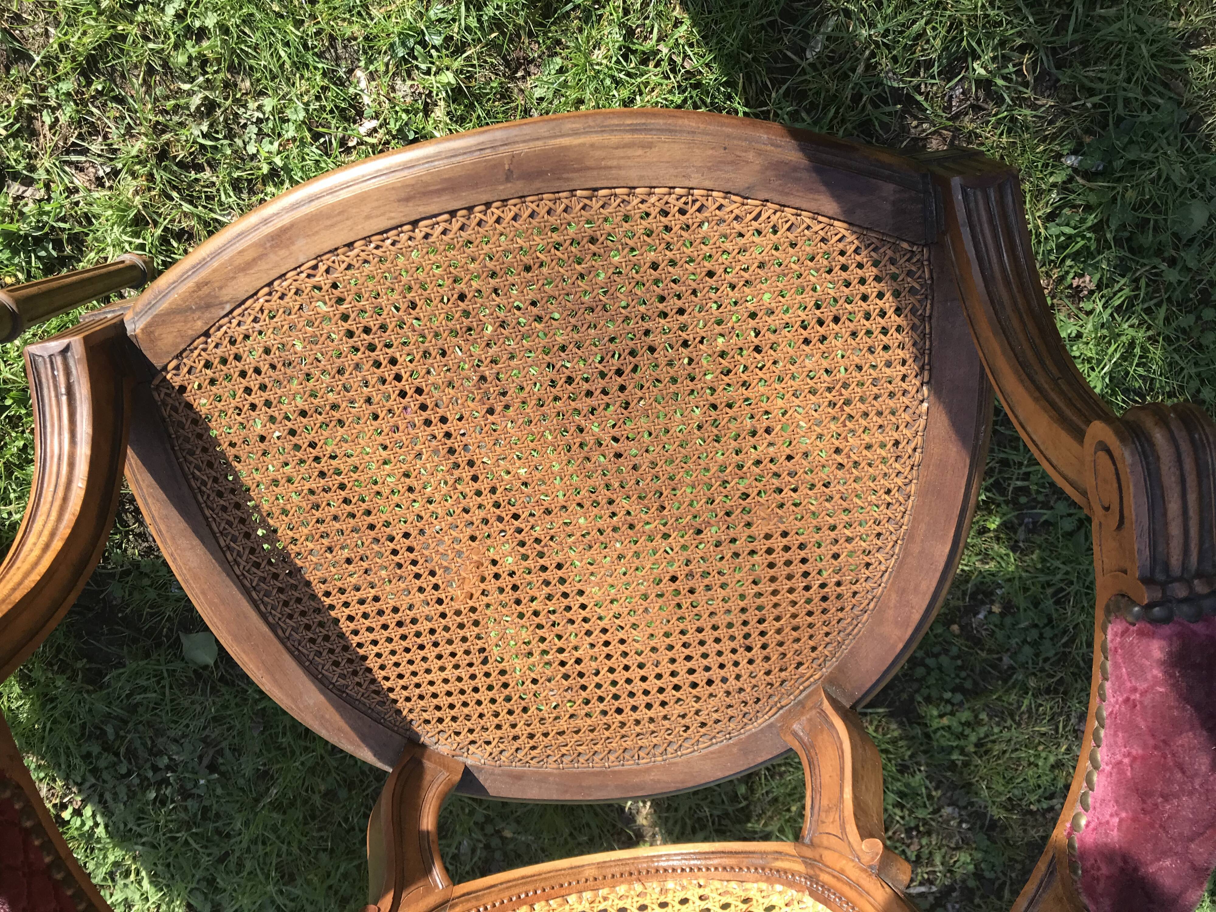 Pair of Louis XVI cannage style armchairs