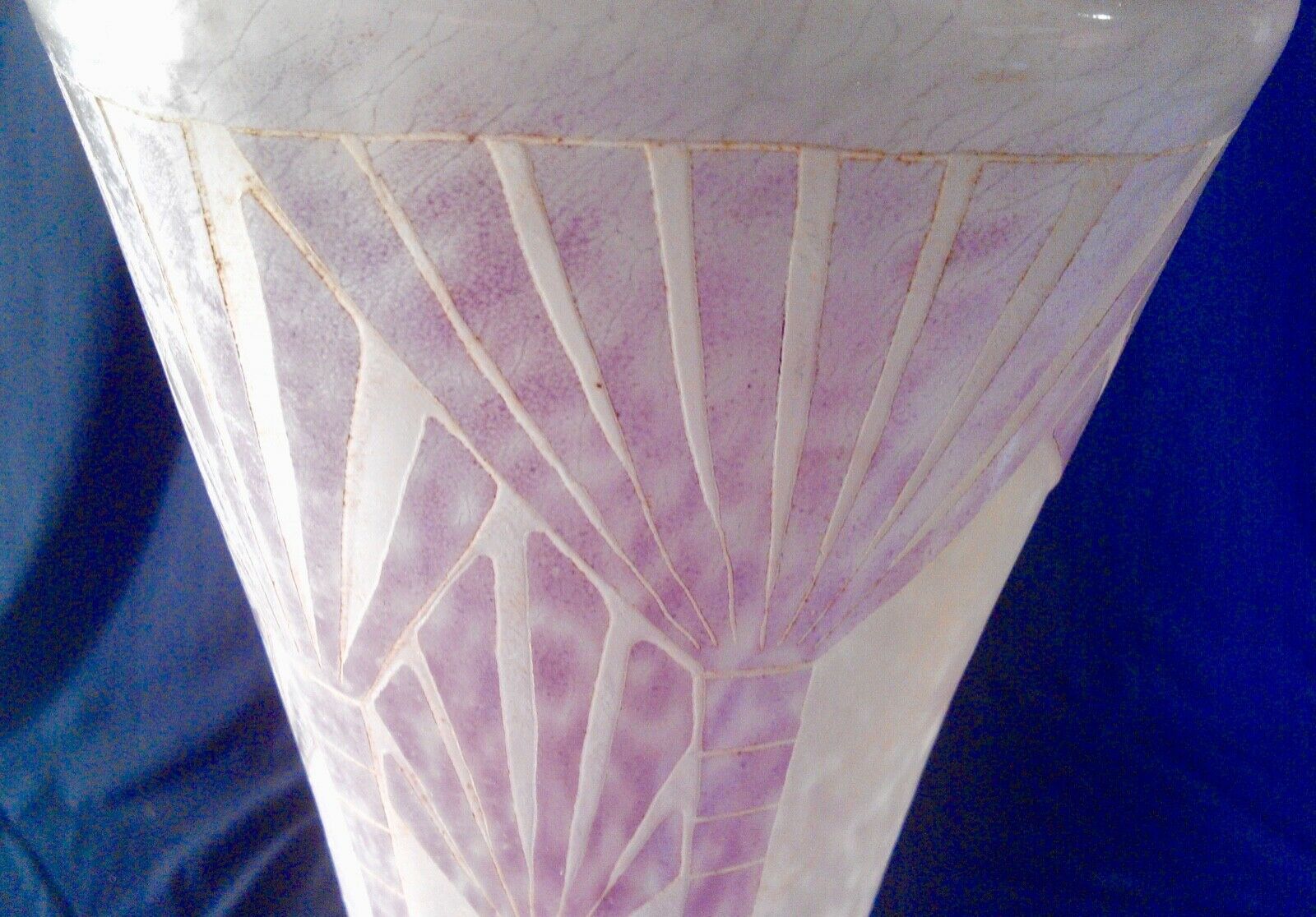 Vase 48 cm papyrus decoration the french glass - charder - schneider