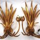 Beautiful pair of wall lights, gold metal, wheat ears, vintage, 48 cm, excellent condition.