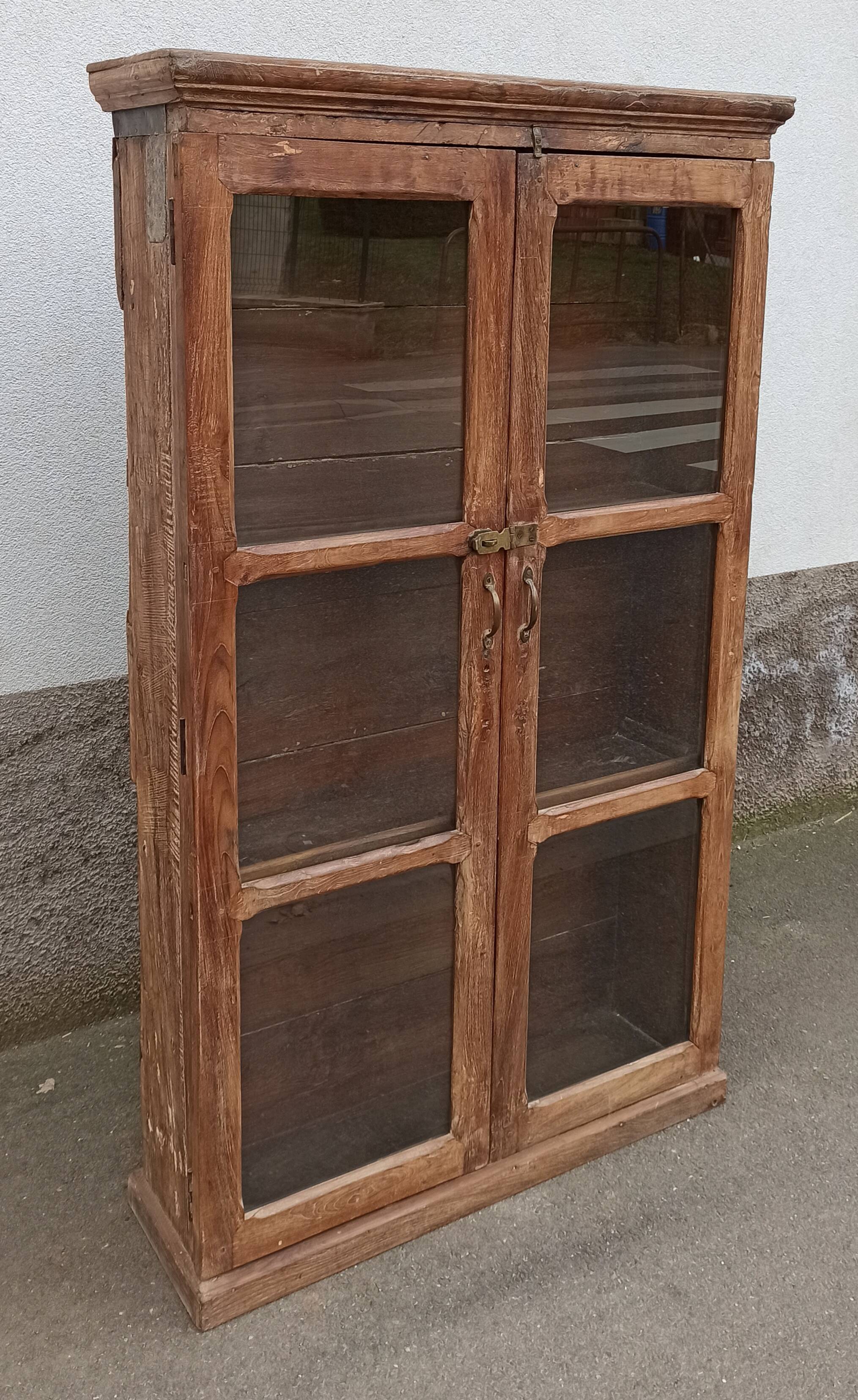 Antique wooden glass cabinet