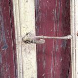 Antique coat rack with 12 hooks on wood (in different colors)