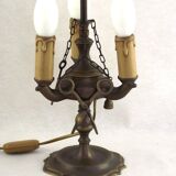 Antique Florentine 3 Light Oil Lamp with Tools Mounted in Electric Lamp 4306