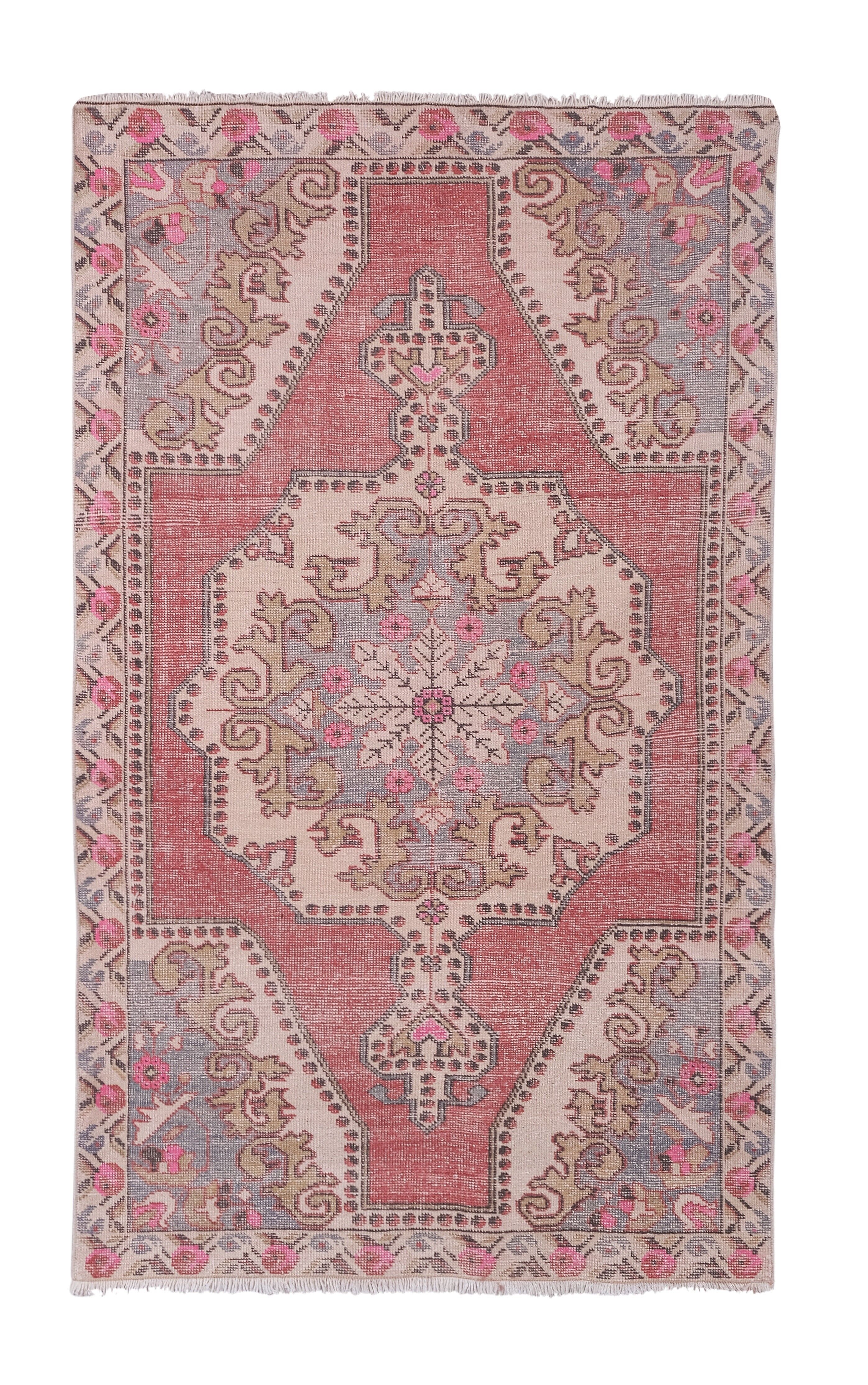 Vintage Turkish rug from Oushak, hand-woven 132x216 cm