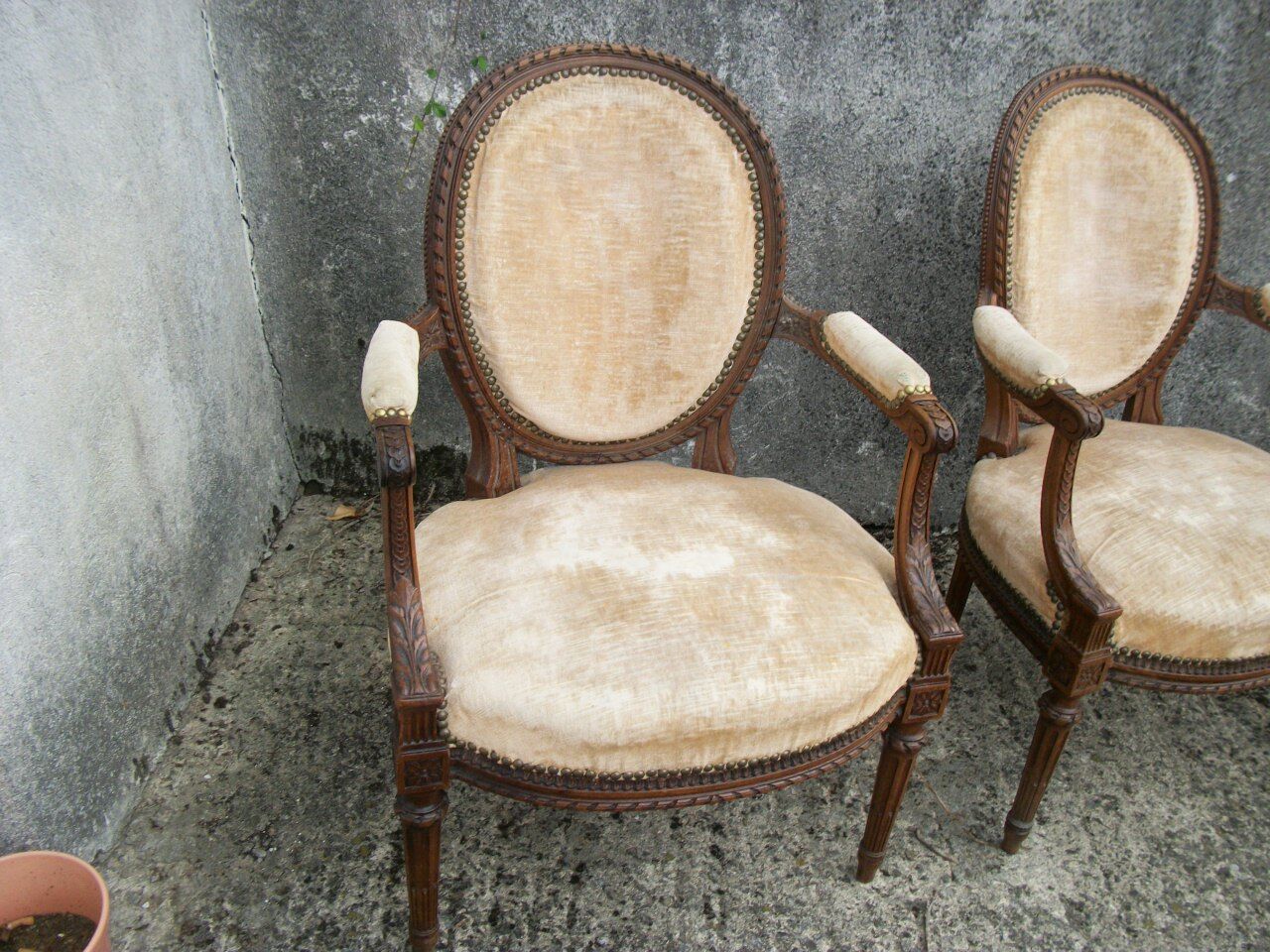 Pair of Louis XVI style armchairs