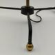 Tripod lamp in black brass metal and opaline globe