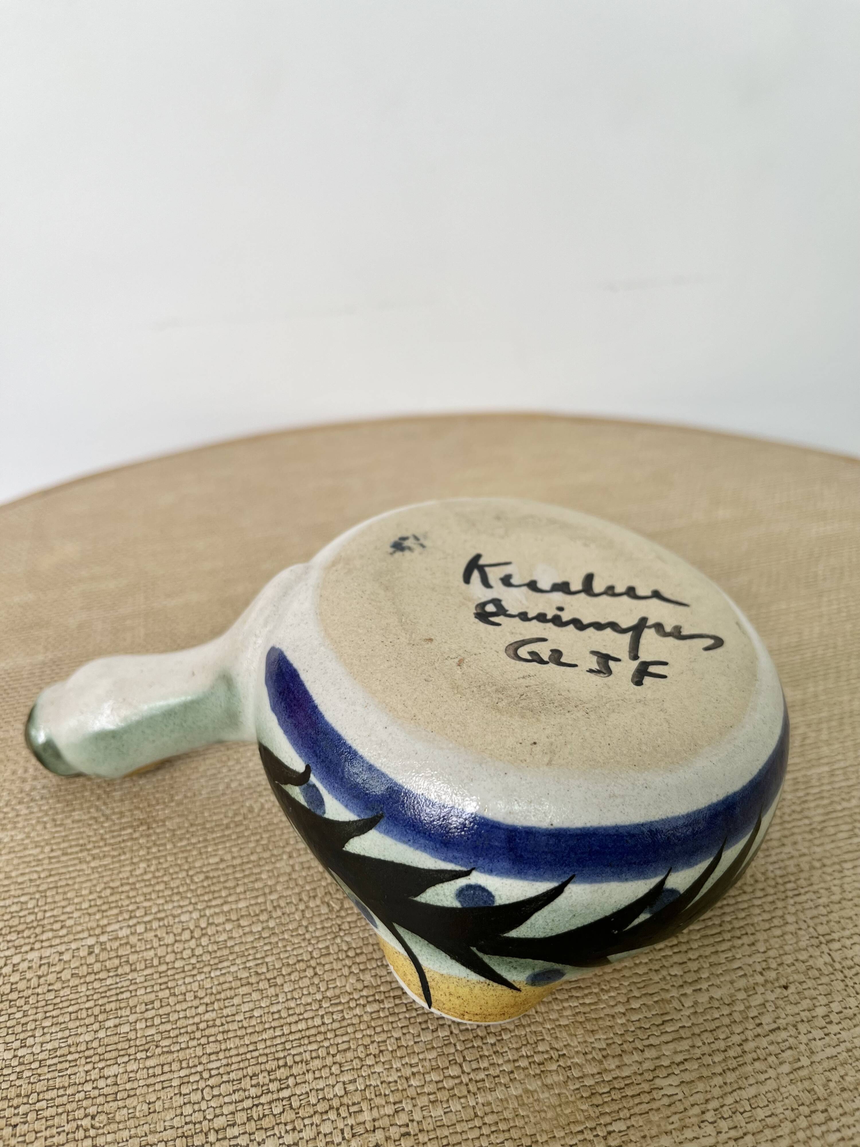 Keraluc Quimper ceramic frying pan 1970