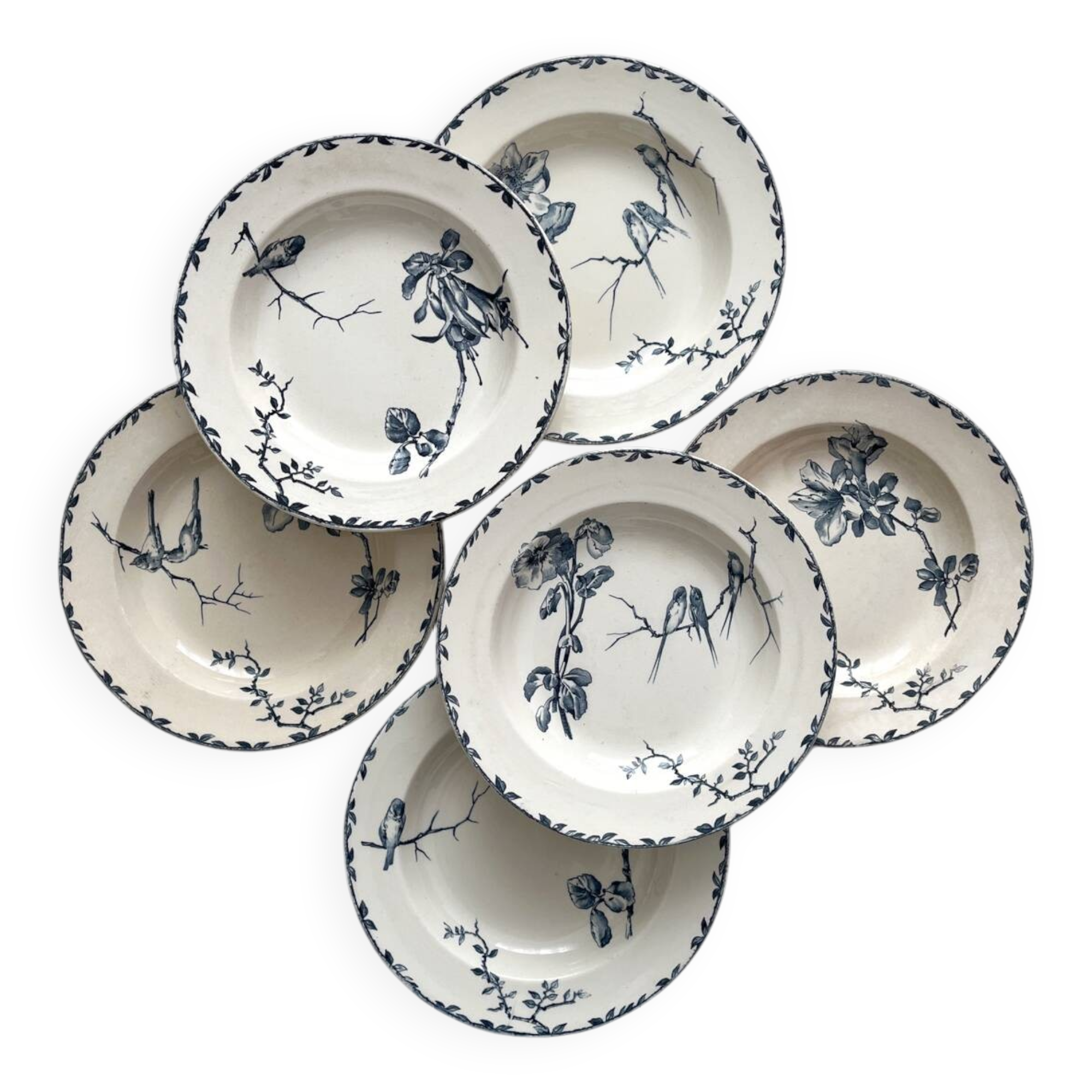 6 “Oxford” ironstone soup plates from Choisy le Roi
