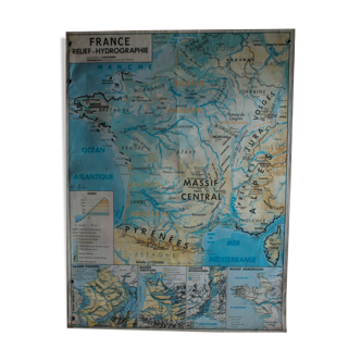 Map of France, relief-hydrography