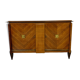 Antique art deco sideboard from the 1930s with veneered wood and bronze insert