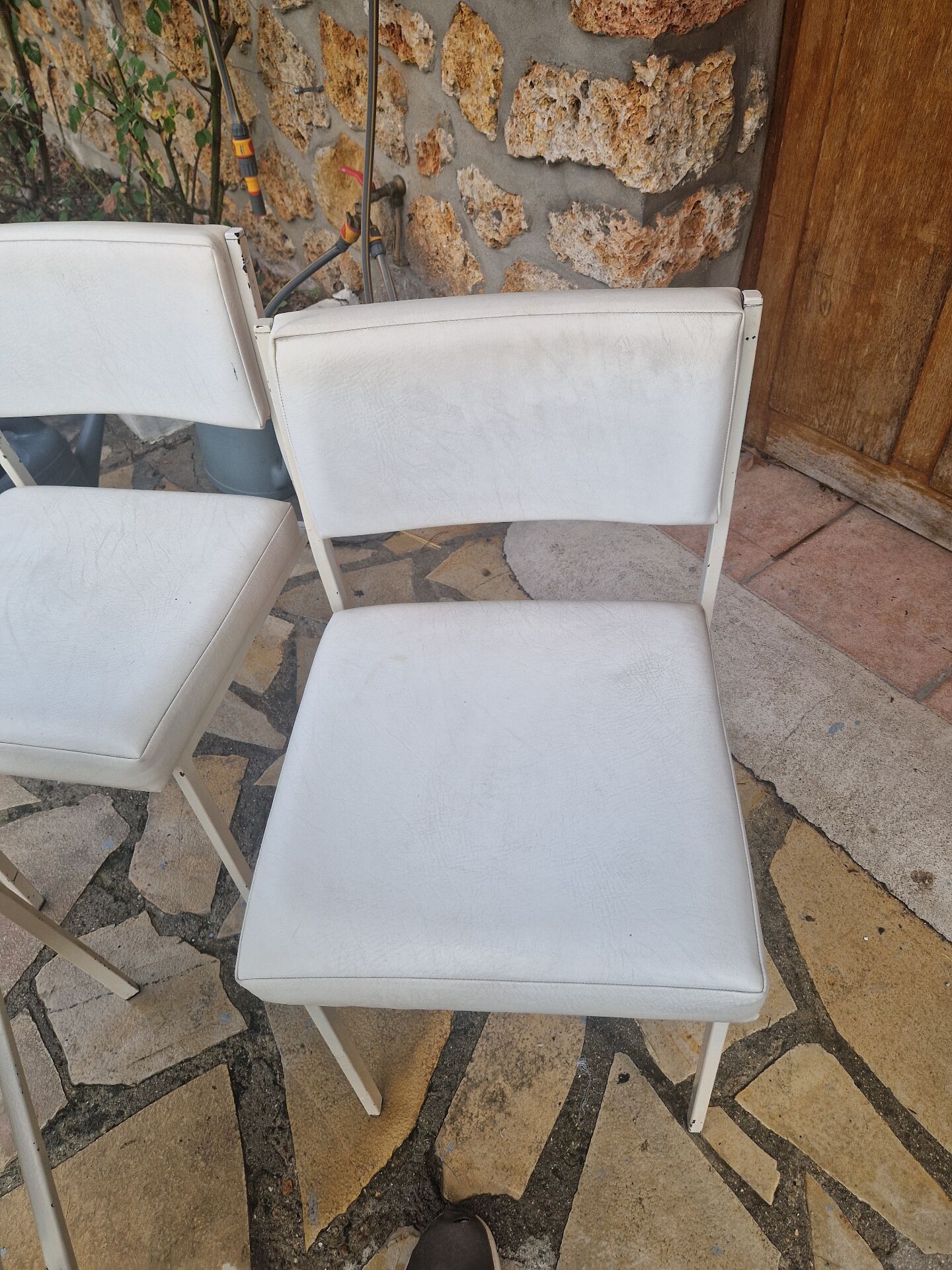 Vintage faux leather chairs