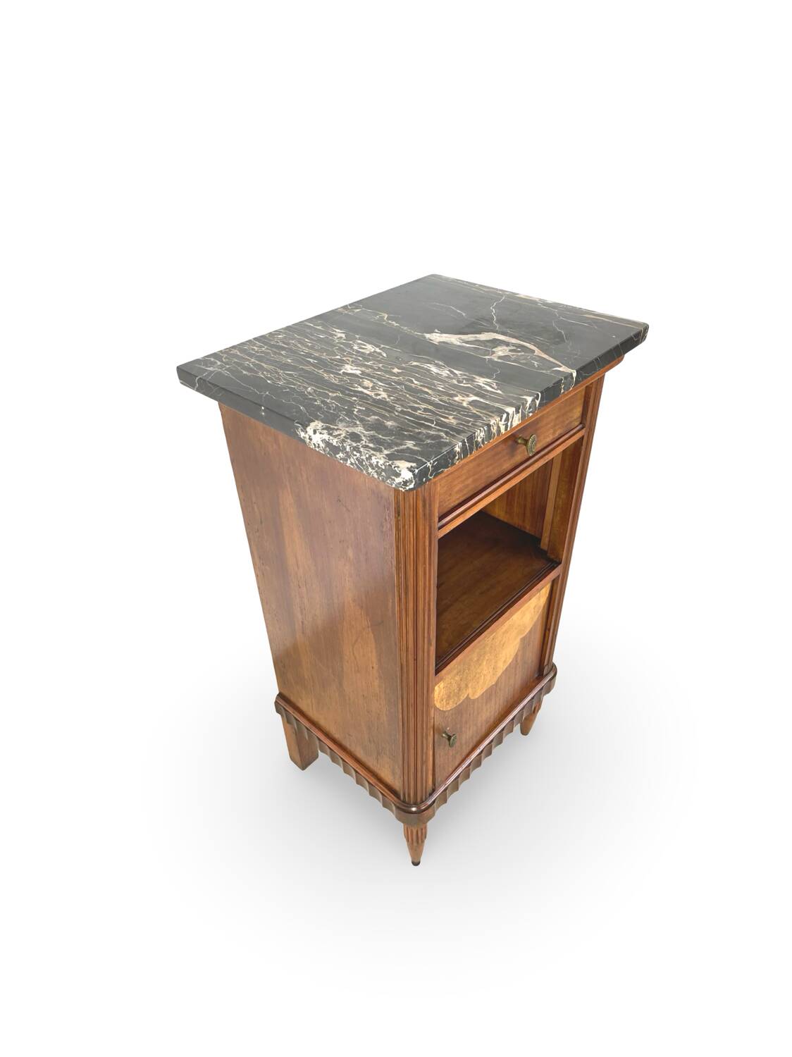 Tables de chevet italiennes en placage d'acajou avec de splendides