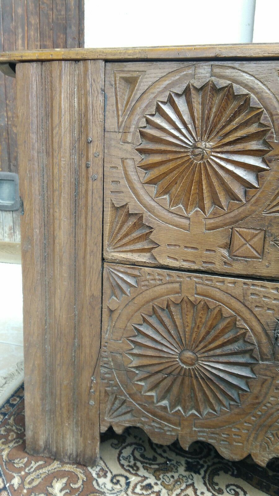 18th Century Louis XIII carved oak chest, Louis XIV