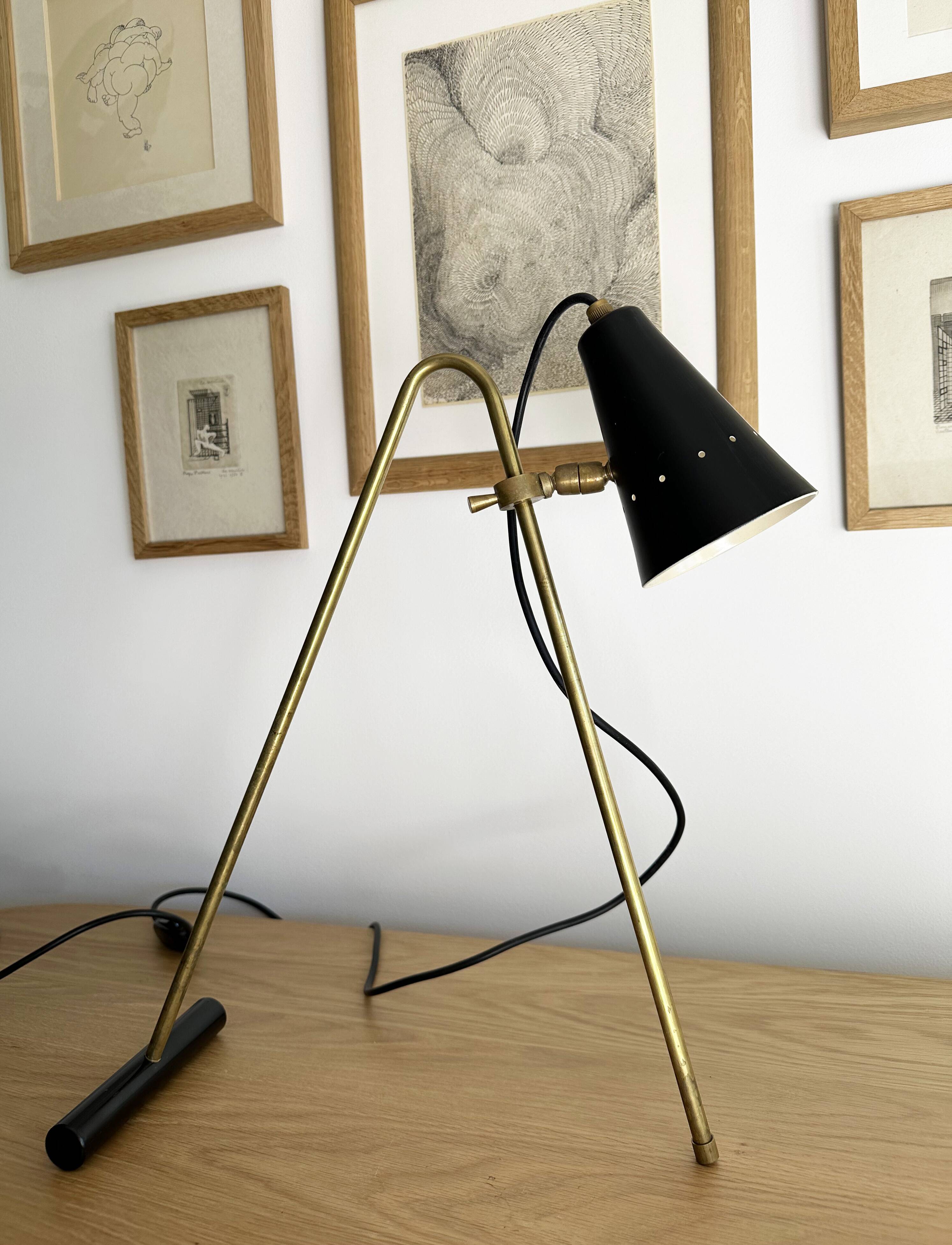 Large and beautiful adjustable bipod lamp, 1950s design