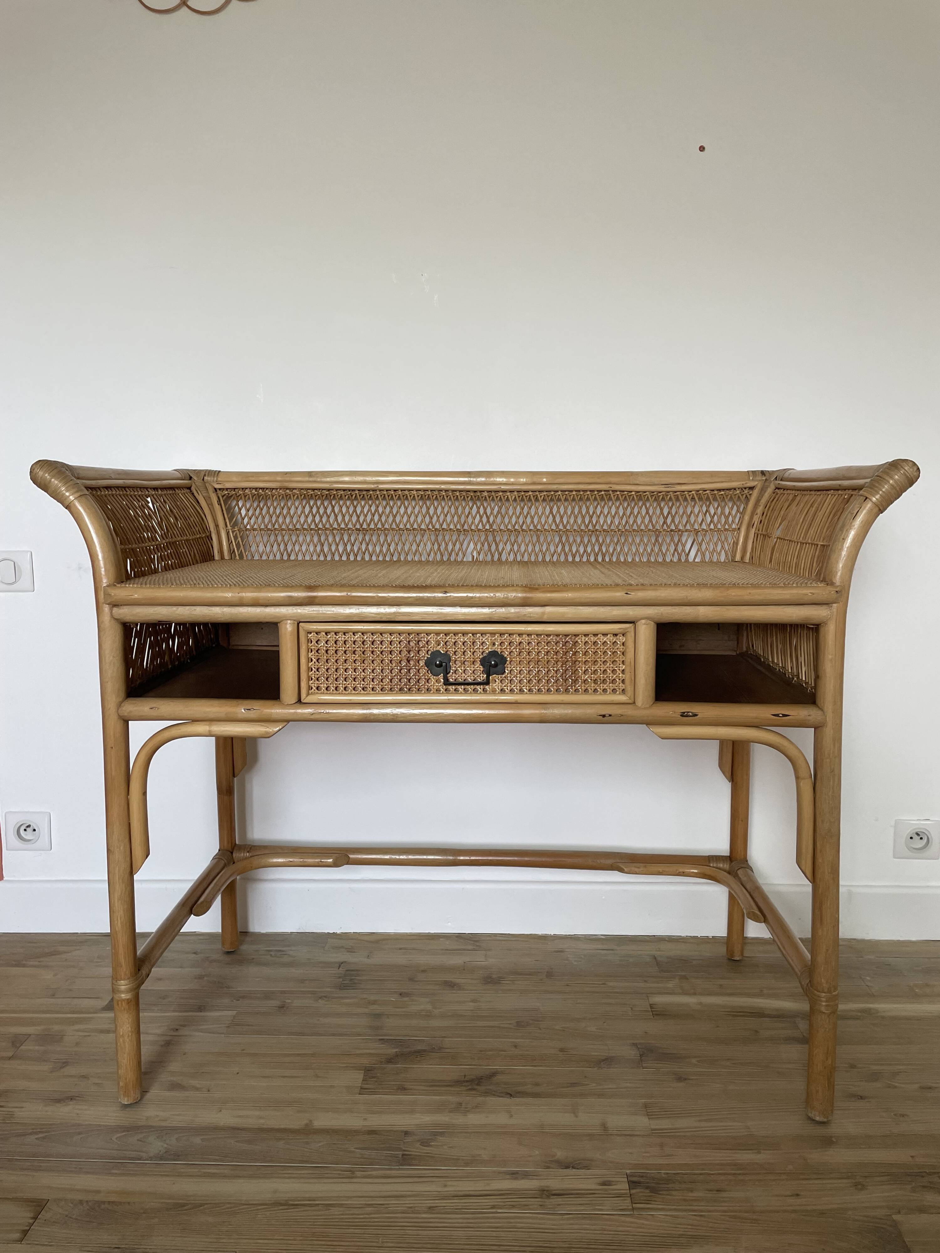 Bamboo and rattan desk