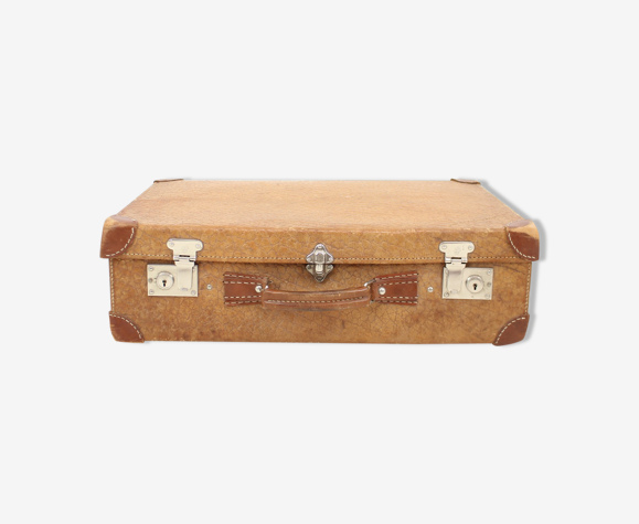 Valise en cuir du milieu du siècle années 1950