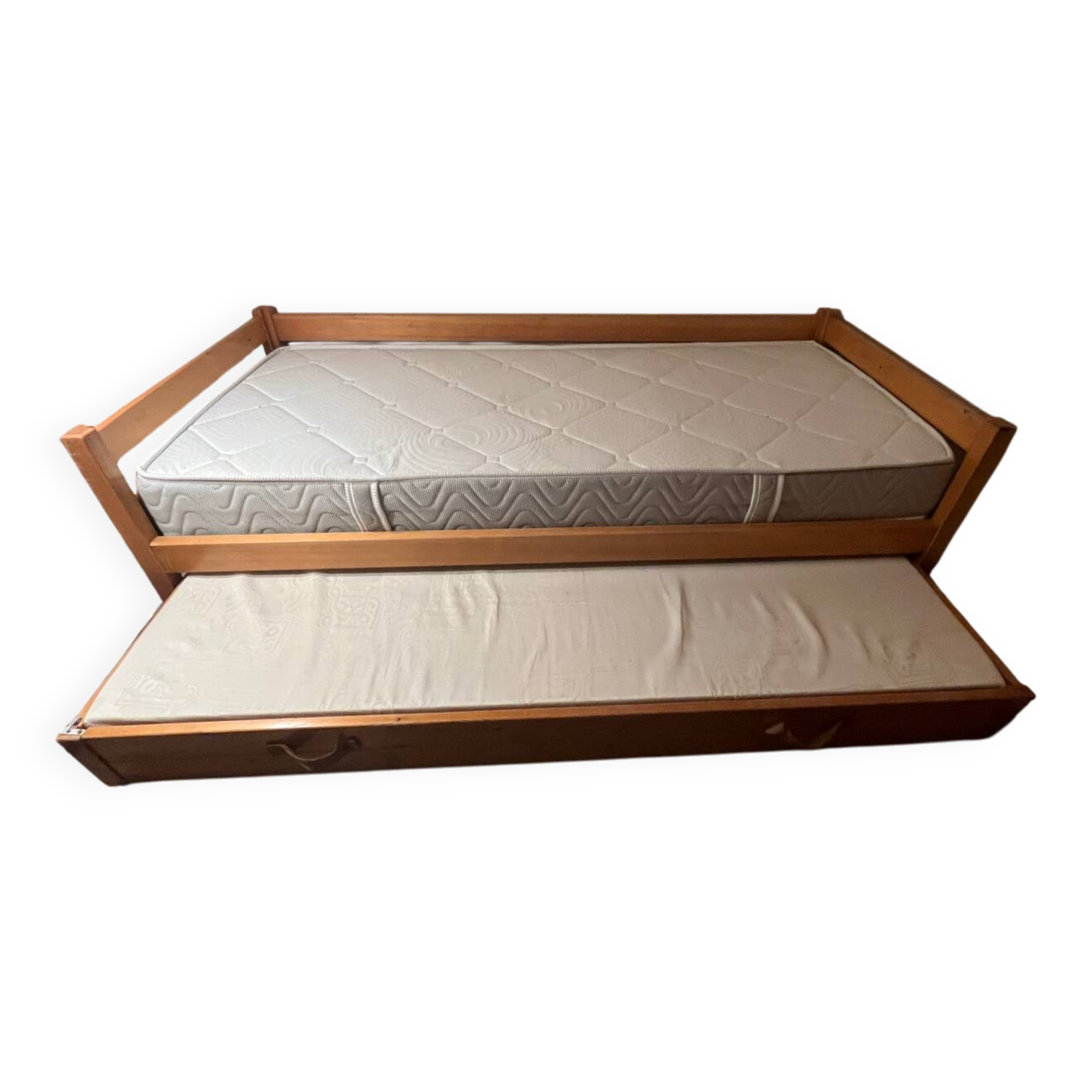 Vintage solid pine trundle bed