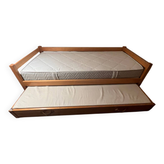Lit gigogne vintage en pin massif