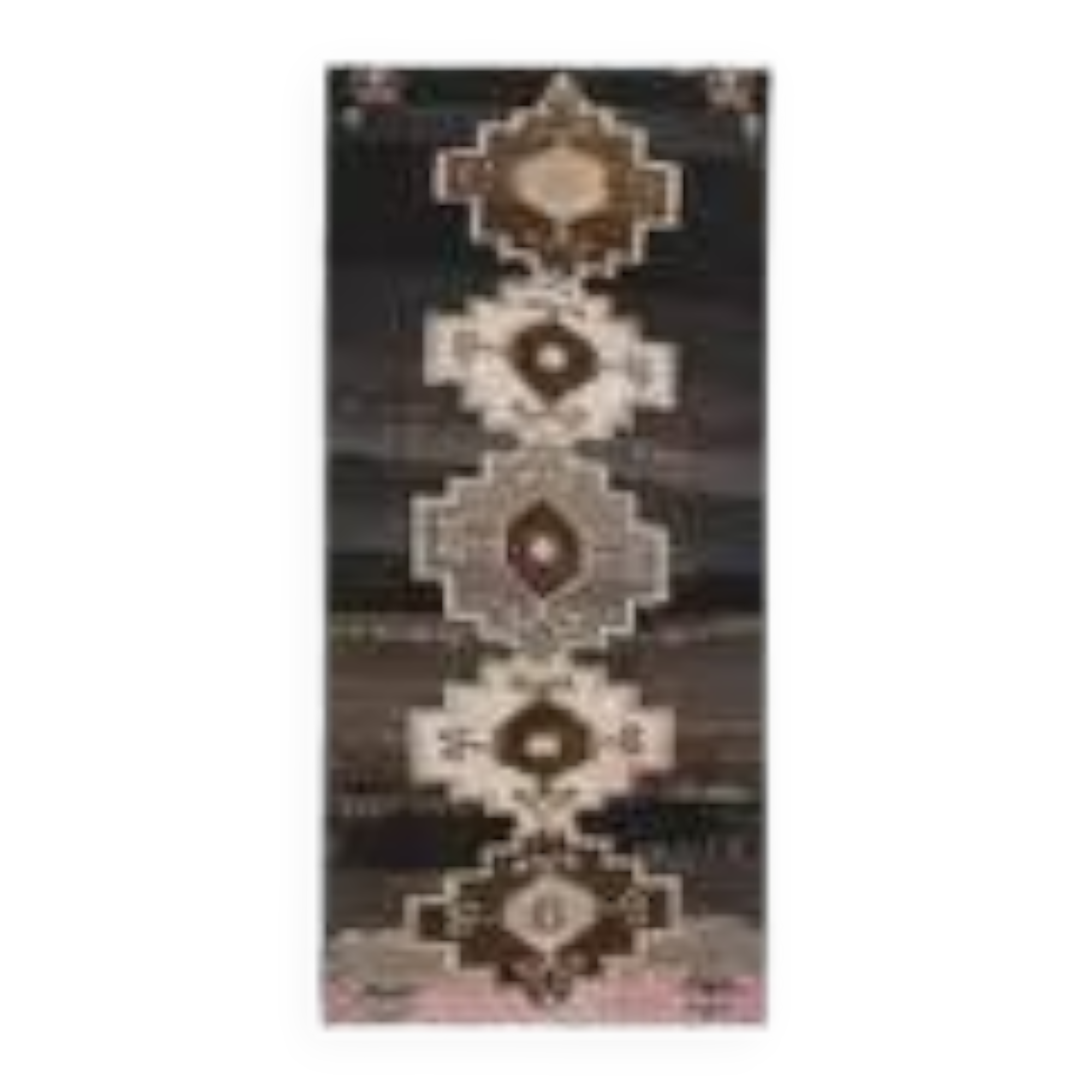 1970s Turkish Hand-Knotted Wool Cotton Brown Runner Rug 149x320