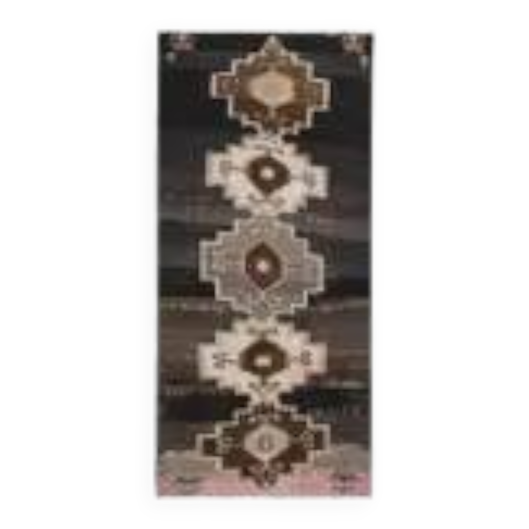 1970s Turkish Hand-Knotted Wool Cotton Brown Runner Rug 149x320