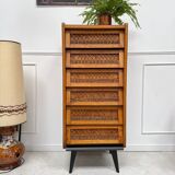 Vintage rattan chest of drawers