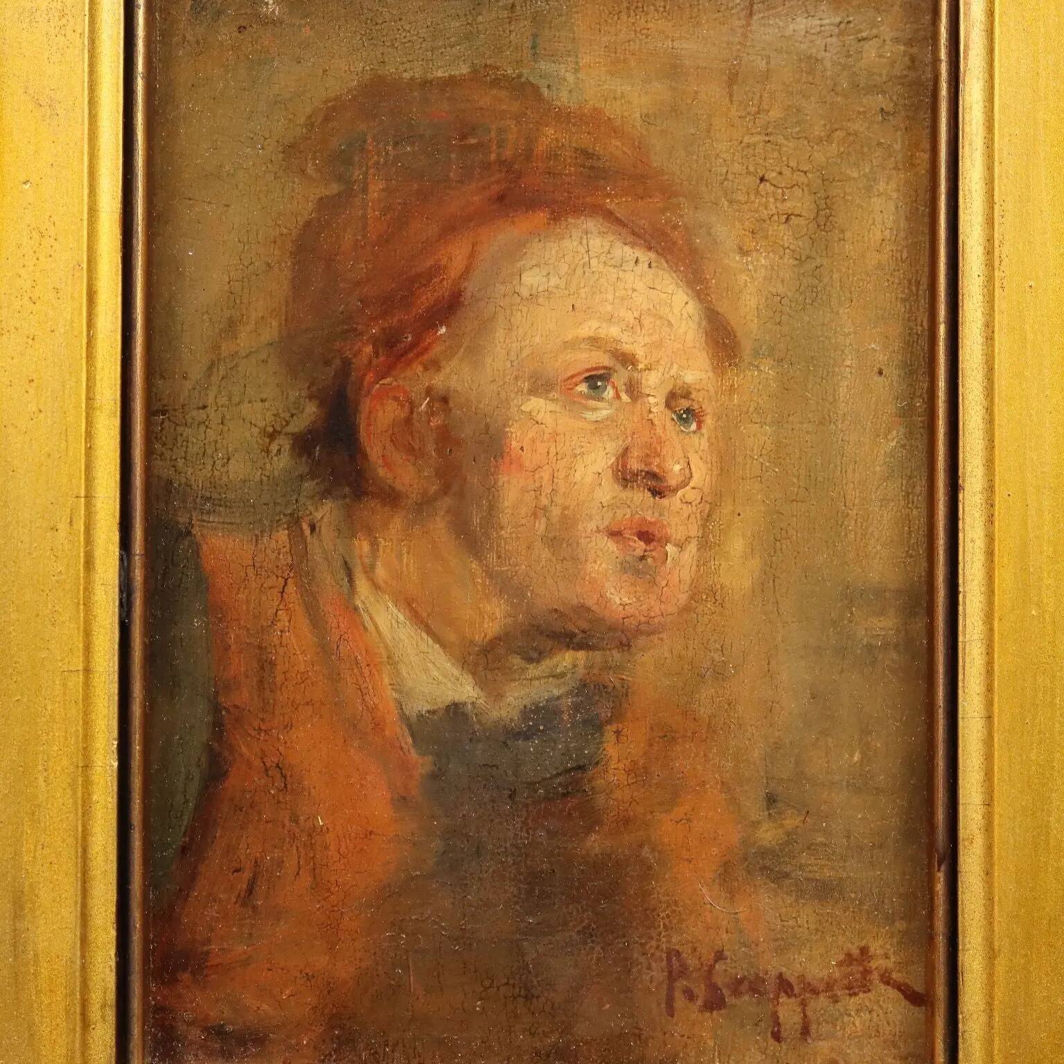 Old painting signed Pietro Scoppetta, oil on panel, 19th century.