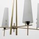 Stilnovo Style Mid-century Modern Italian Brass and Opaline Glass Chandelie