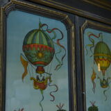 Buffet a deux corps en poirier noirci napoléon Décor de montgolfières