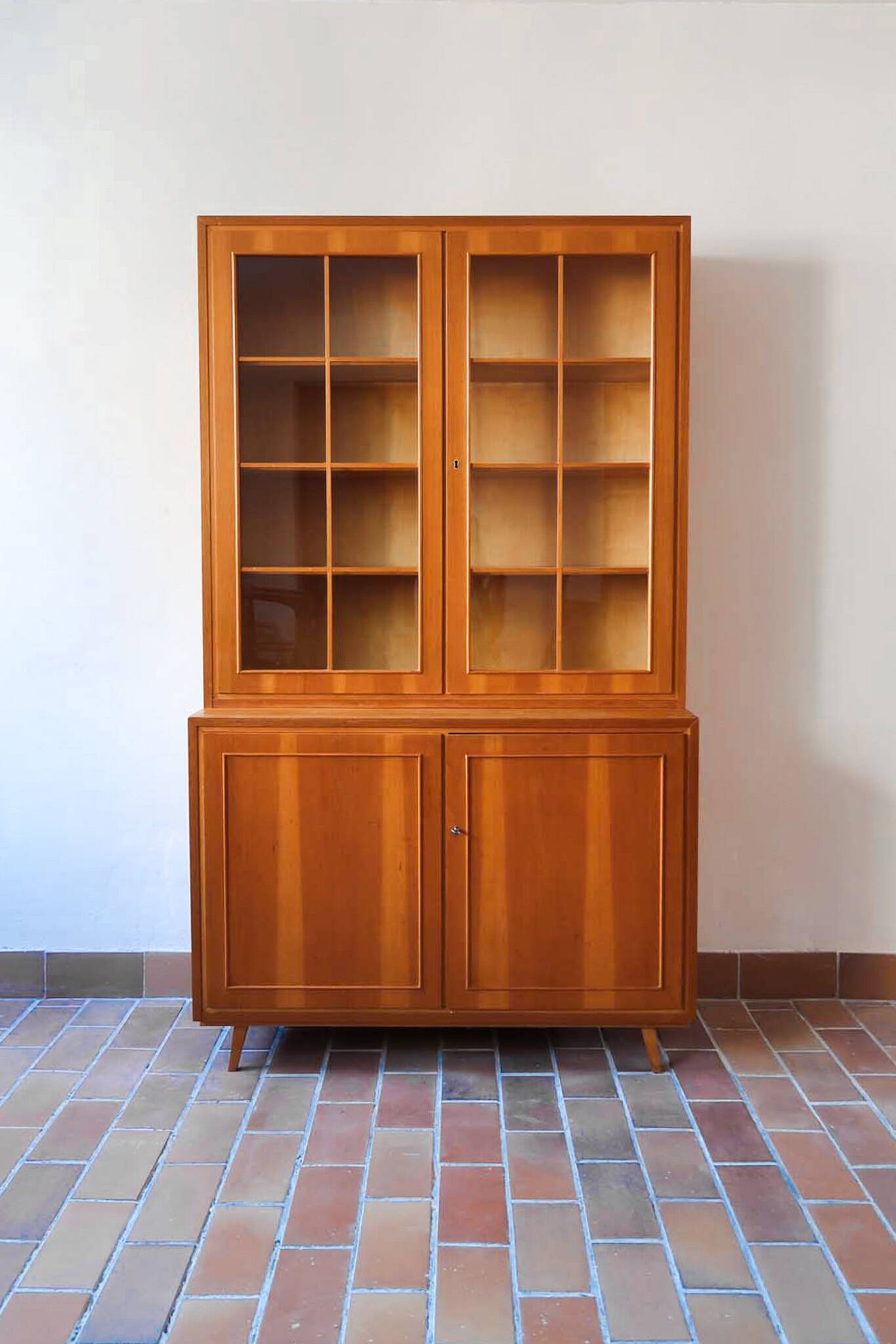 60's glass bookcase