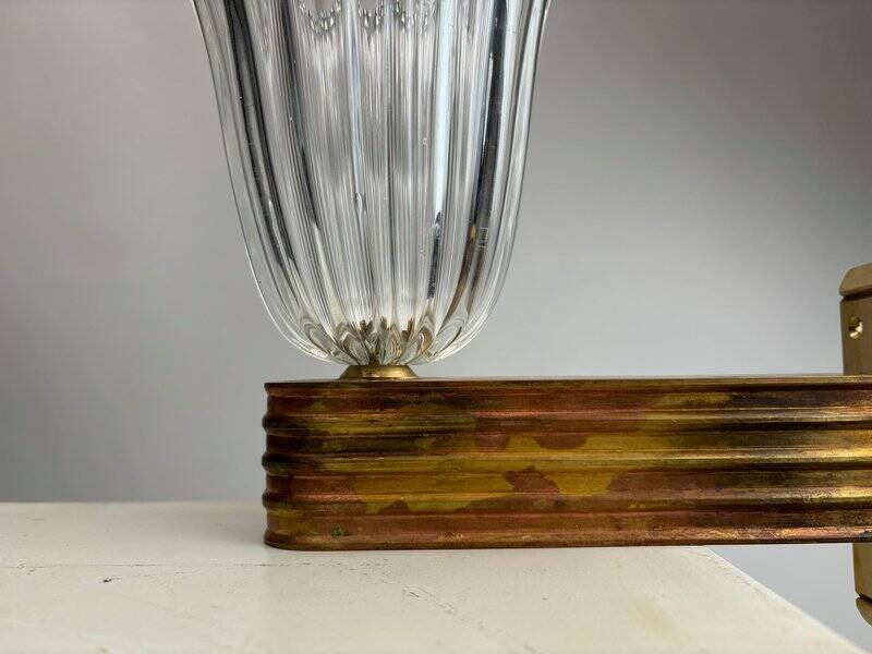 Murano Glass Wall Lamps attributed to Ercole Barovier, Italy, 1940s, Set of 4