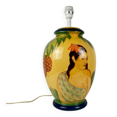 Pied de lampe de table en céramique signée L. Drimmer, années 1950-60