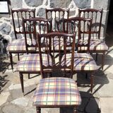 Set of 6 chairs in lacquered wood and fabric