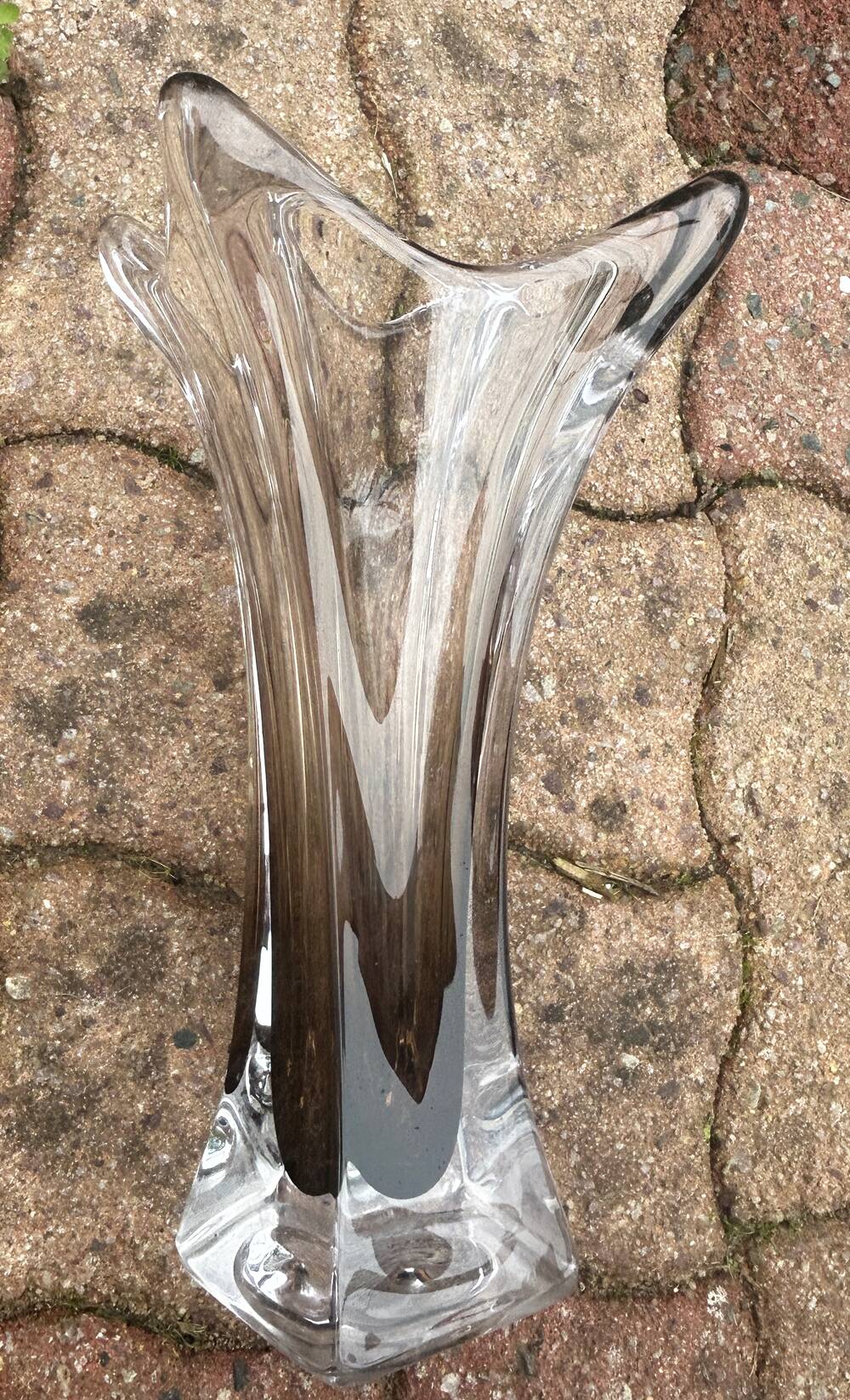 Smoky crystal designer vase, Murano Sommerso style, vintage, 1970s