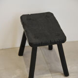 Stool wood finish wood burned with treatment shou-sugi-ban