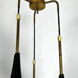Suspension Mis-Century Stilnovo à trois lumières. Italie années 1950