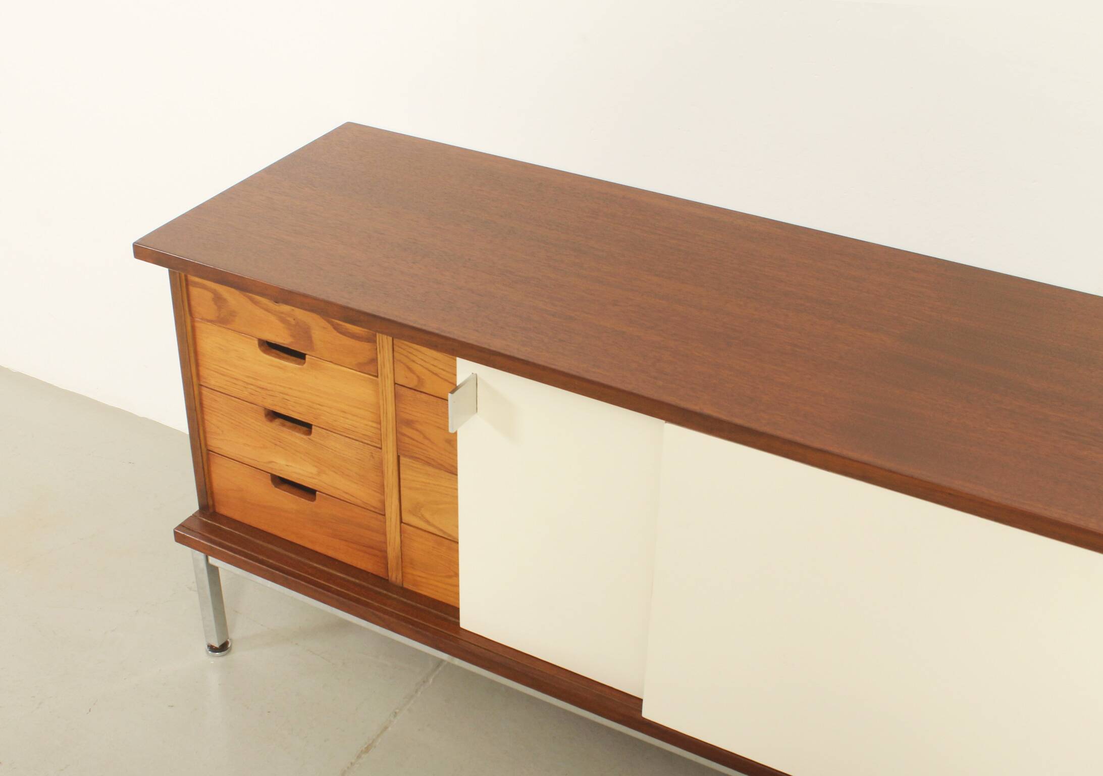 Sideboard of three sliding doors published by Airborne, France, 1960s.