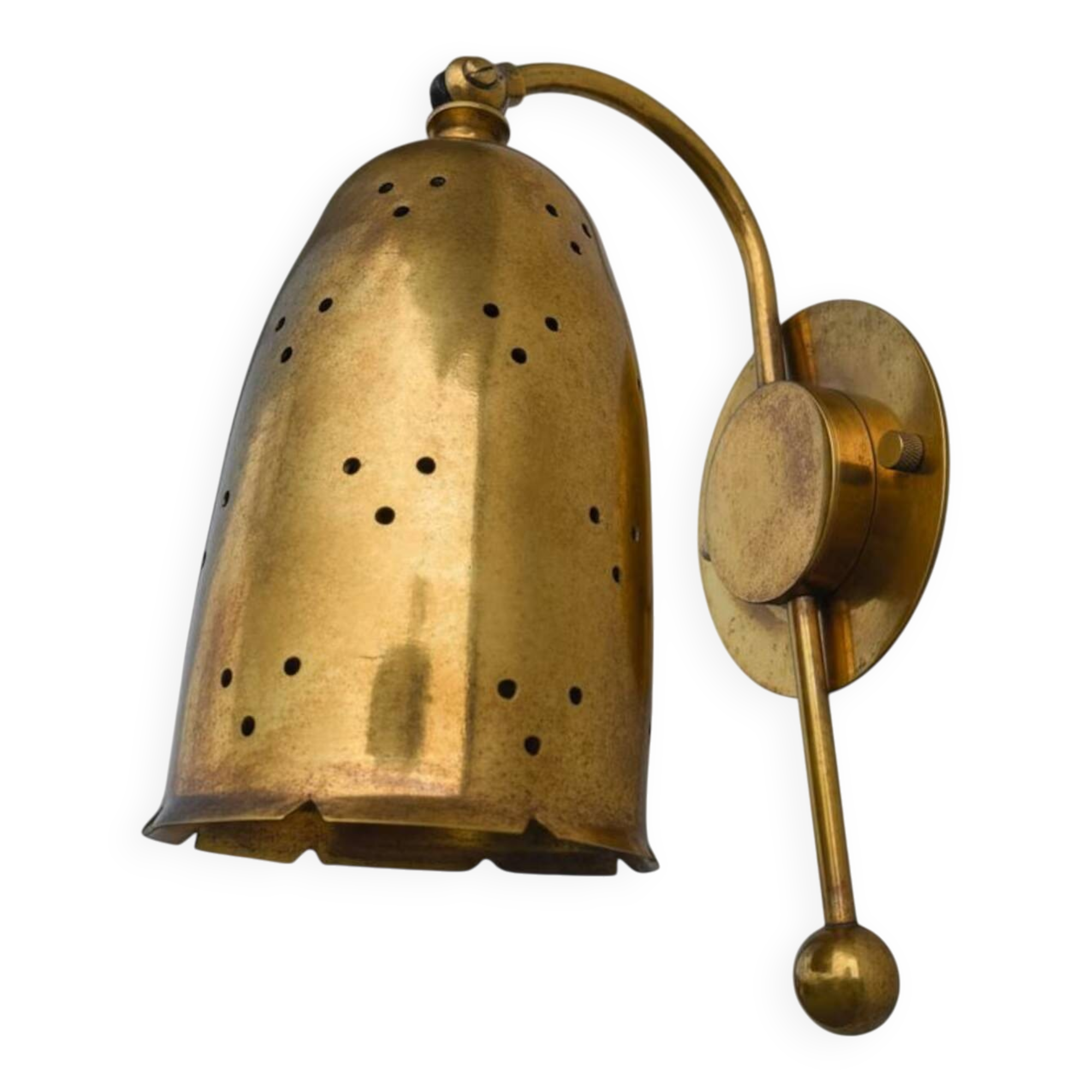 Applique artisanale vintage en laiton perforé de style scandinave