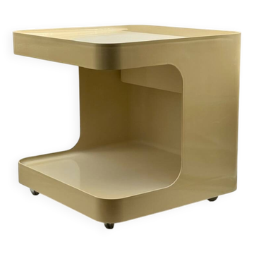 Chariot de bar roulant en plastique beige par Marcello Siard pour Longato, Italie, 1970