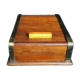 Art deco cigar box with sliding lid and brass finishes