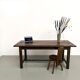 Solid pine work table, grooved top, satin brown finish, year