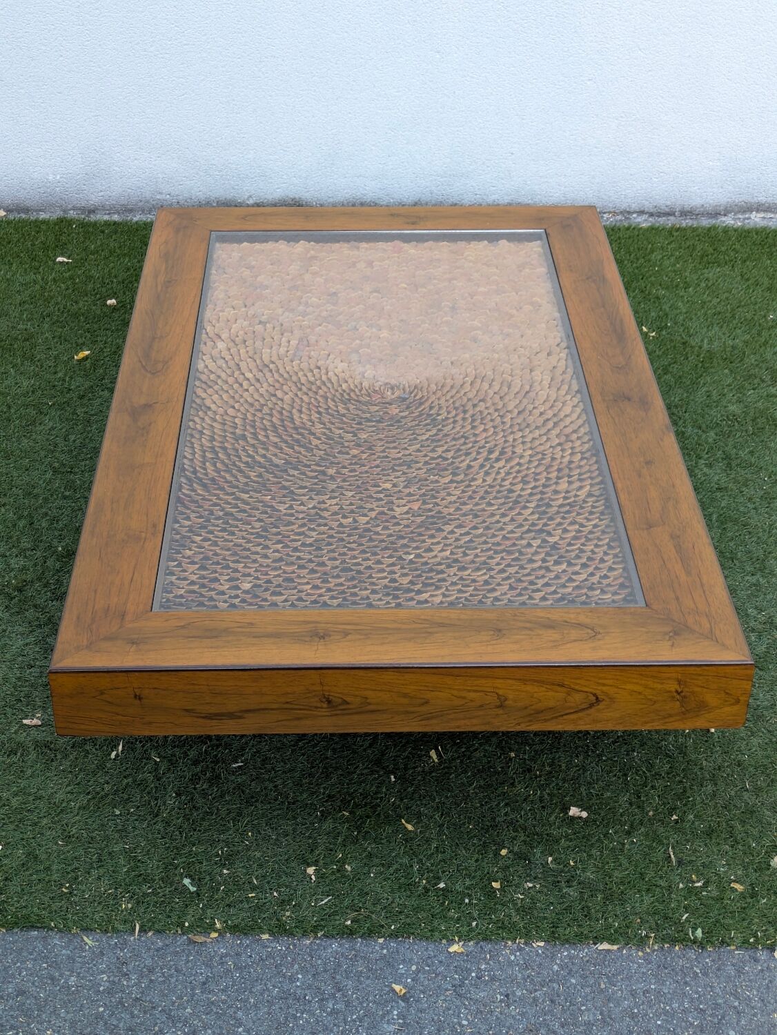 Roméo Rega Coffee Table, Pine Scales, Vintage 1970 Design