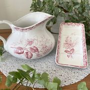 Antique earthenware jug & brush holders from Creil & Montereau