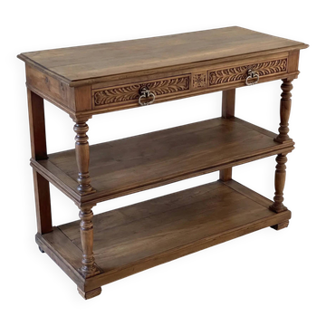 Solid oak console in Henri II style