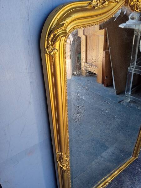 Miroir Louis XV bois doré ep XIX em - 144 cm