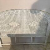 Vintage headboard in woven white rattan