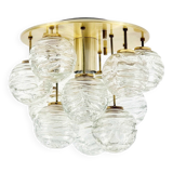 Mid-Century Murano Glass & Brass Flush Mount/Ceiling Light from Doria Leuchten, Germany, 1960s