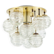 Mid-Century Murano Glass & Brass Flush Mount/Ceiling Light from Doria Leuchten, Germany, 1960s