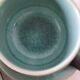 Set of three ceramic cups and saucers – crackled turquoise glaze